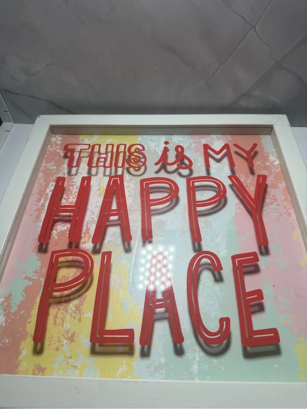 This is my happy place kids multicolor wall hanging frame white trim
